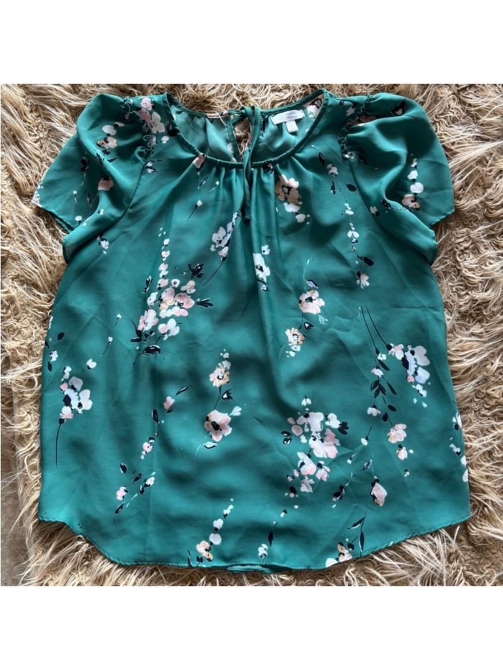 LC Lauren Conrad ~Women’s Chic Romantic Soft Girl Cottagecore Teal Floral Top S